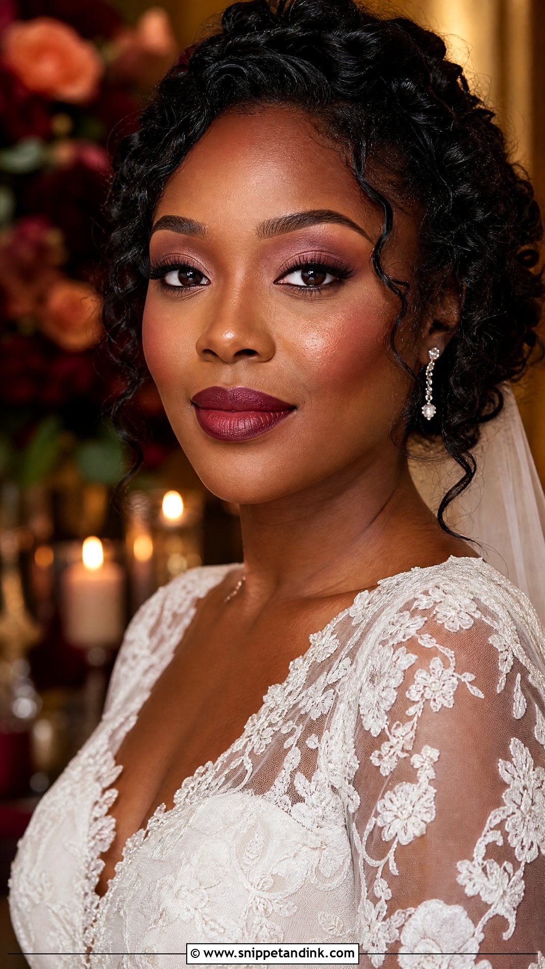 Berry Lip Wedding Makeup - Snippet and Ink - 20 Wedding Makeup 2025 Trends