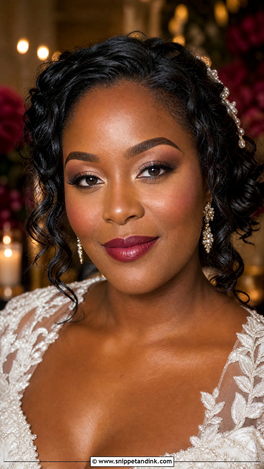 Berry Lip Wedding Makeup For Dark Hair - Snippet and Ink - 20 Wedding Makeup Dark Hair Ideas