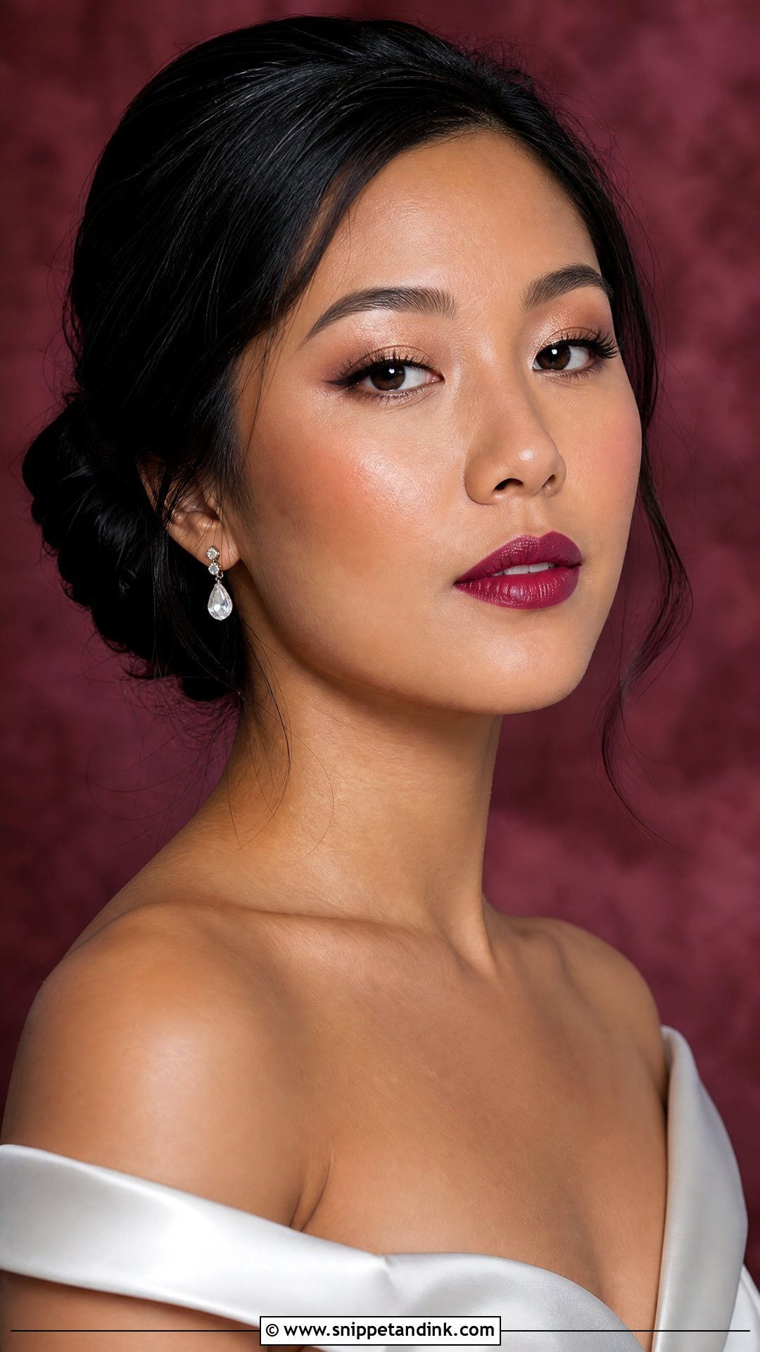 Berry Lip White Wedding Makeup - Snippet and Ink - 20 White Wedding Makeup Ideas