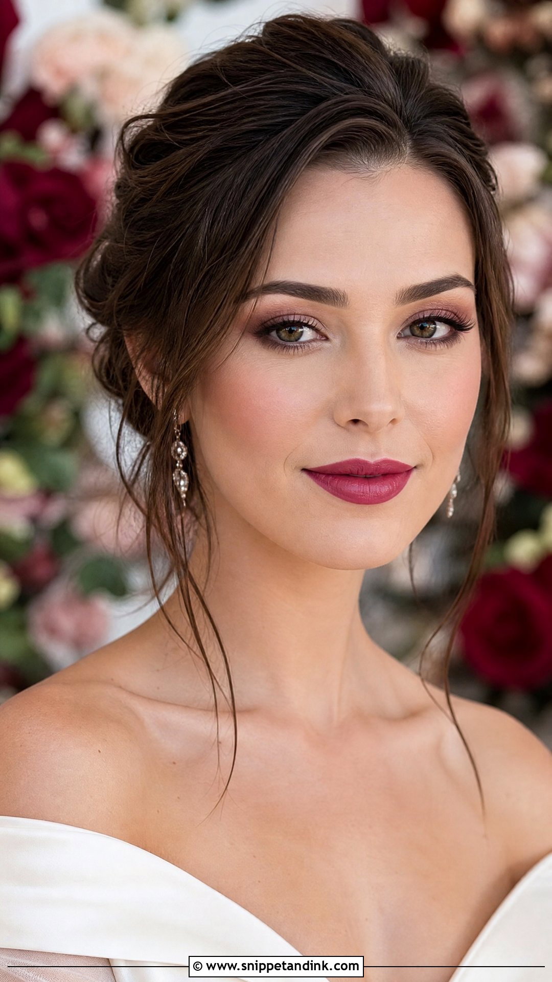 Berry Lip Winter Bridal Makeup - Snippet and Ink - 20 Winter Bridal Makeup Ideas