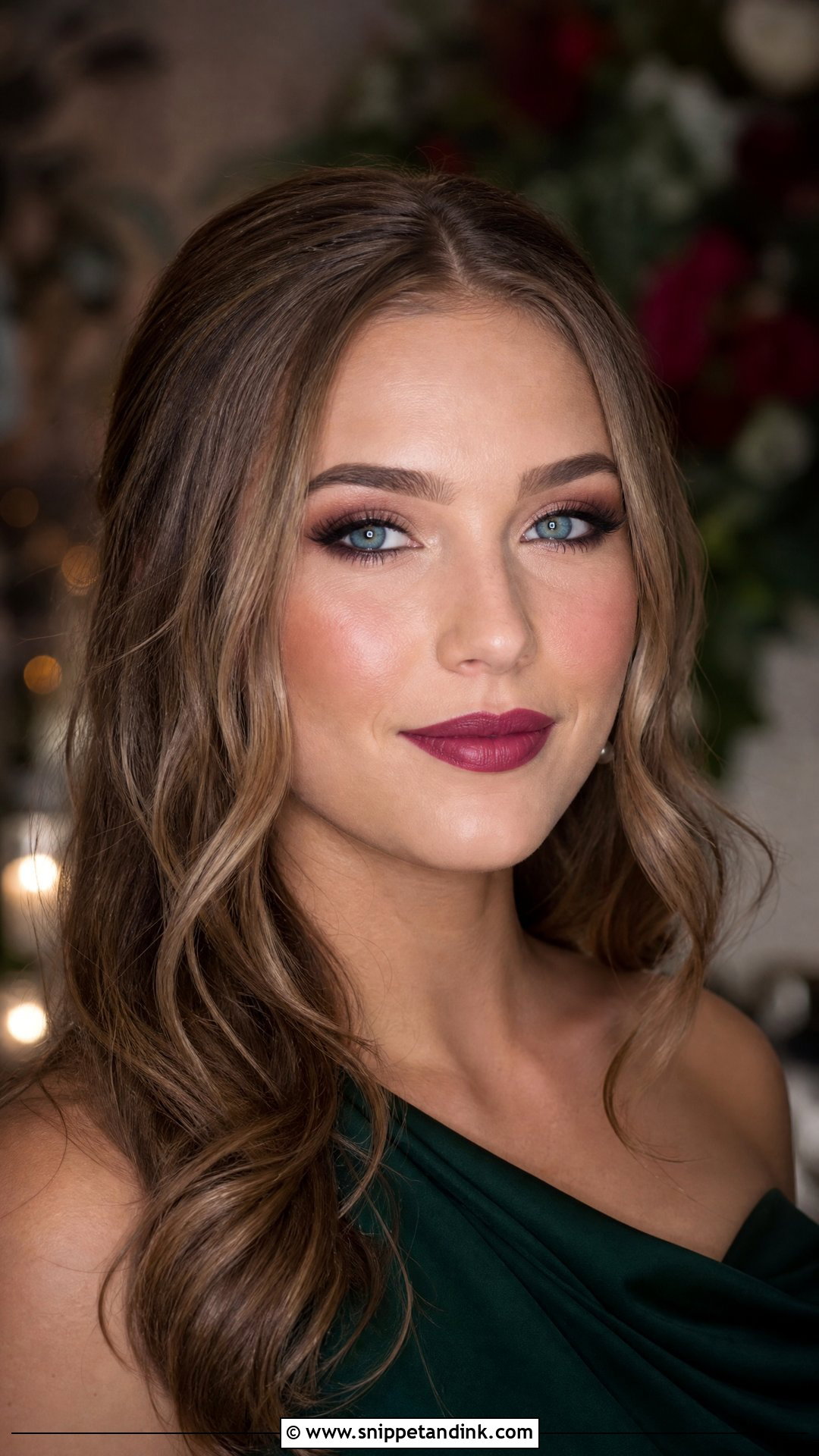 Berry Lip Winter Wedding Makeup For Blue Eyes - Snippet and Ink - 20 Winter Wedding Makeup for Blue Eyes