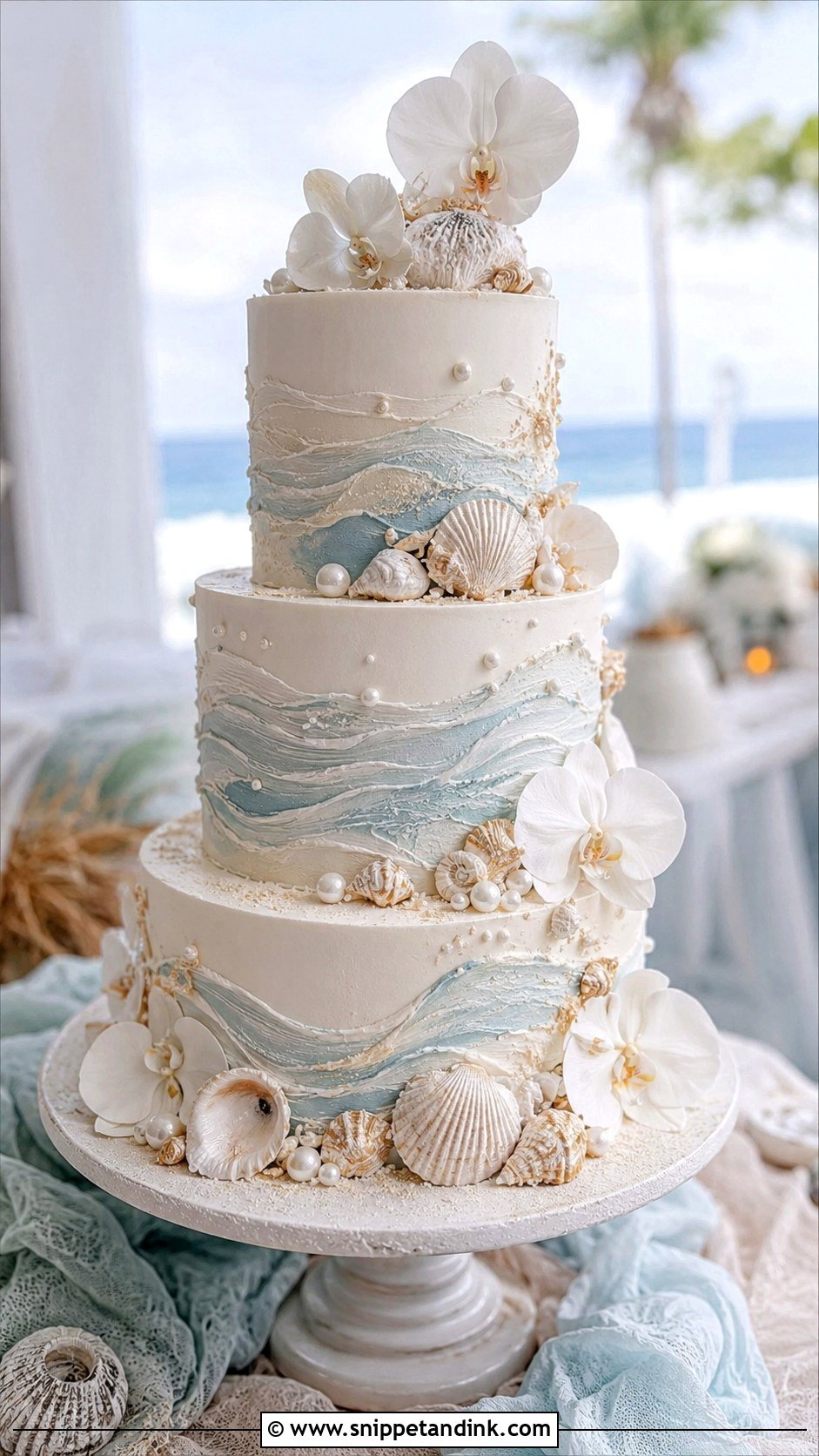 Bespoke Coastal Wedding Cake - Snippet and Ink - 35 Bespoke Wedding Cake Ideas