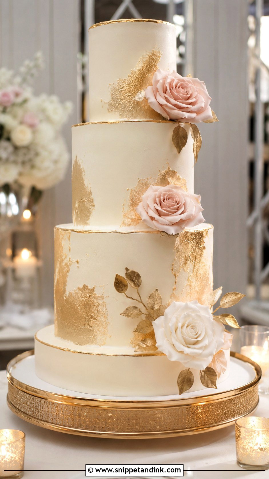 Bespoke Gold Wedding Cake - Snippet and Ink - 35 Bespoke Wedding Cake Ideas