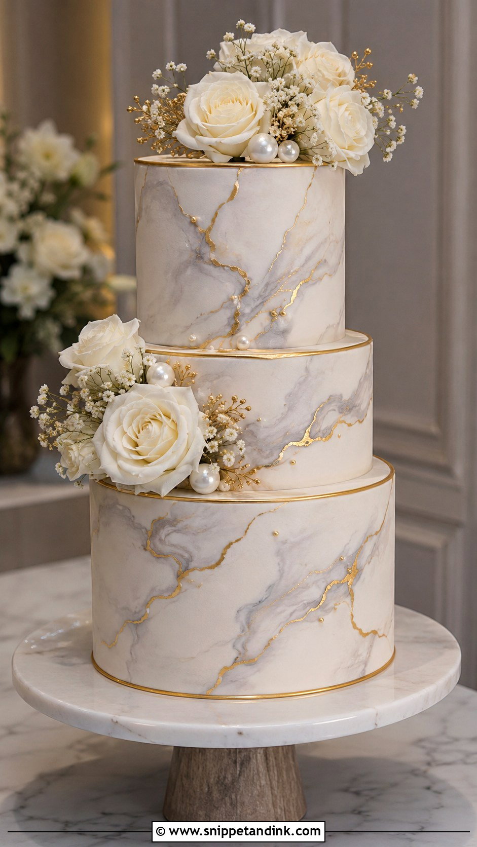 Bespoke Marble Wedding Cake - Snippet and Ink - 35 Bespoke Wedding Cake Ideas