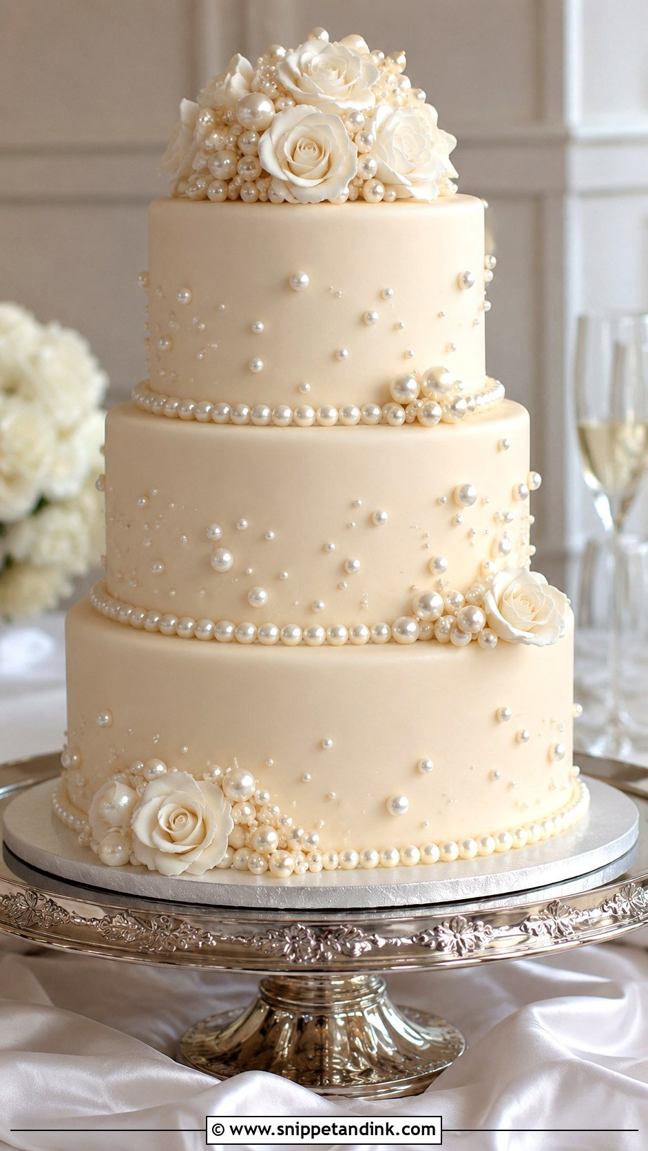 Bespoke Pearl Wedding Cake - Snippet and Ink - 35 Bespoke Wedding Cake Ideas