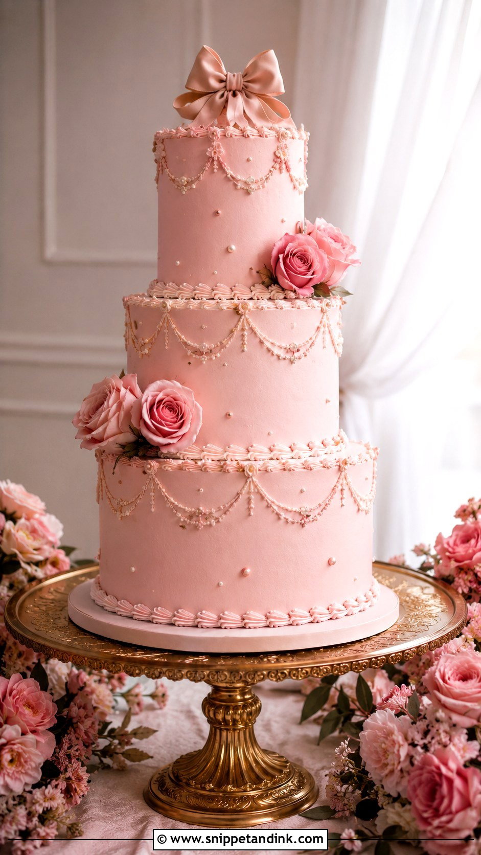 Bespoke Pink Wedding Cake - Snippet and Ink - 35 Bespoke Wedding Cake Ideas