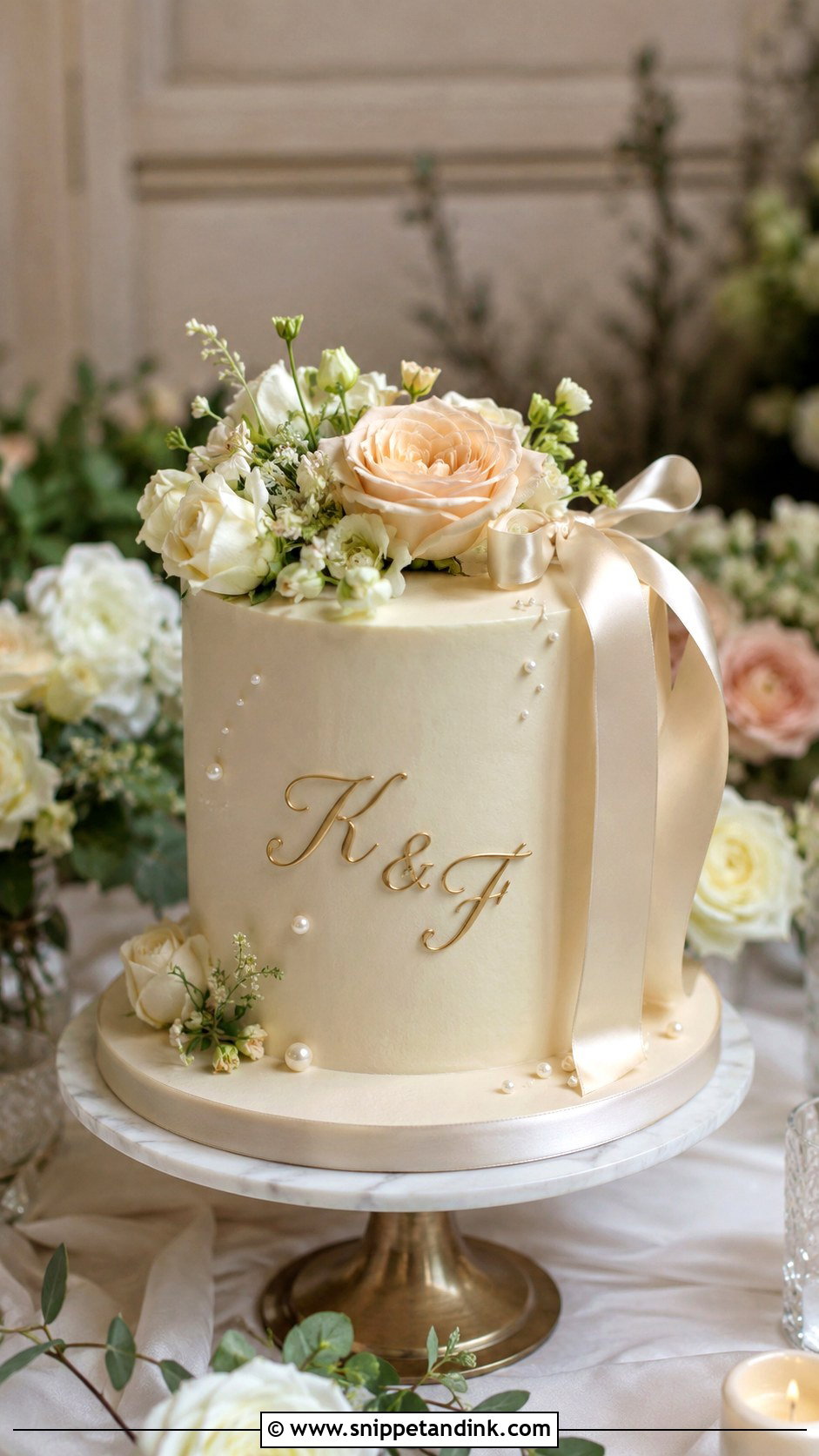 Bespoke Single Tier Wedding Cake - Snippet and Ink - 35 Bespoke Wedding Cake Ideas