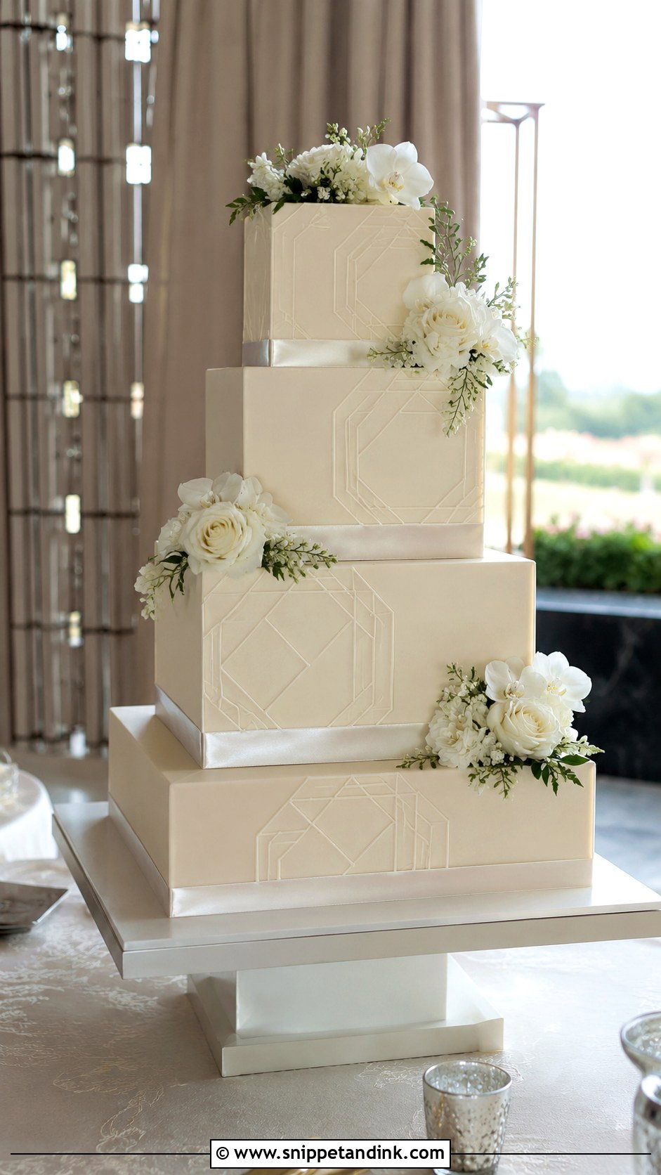 Bespoke Square Wedding Cake - Snippet and Ink - 35 Bespoke Wedding Cake Ideas