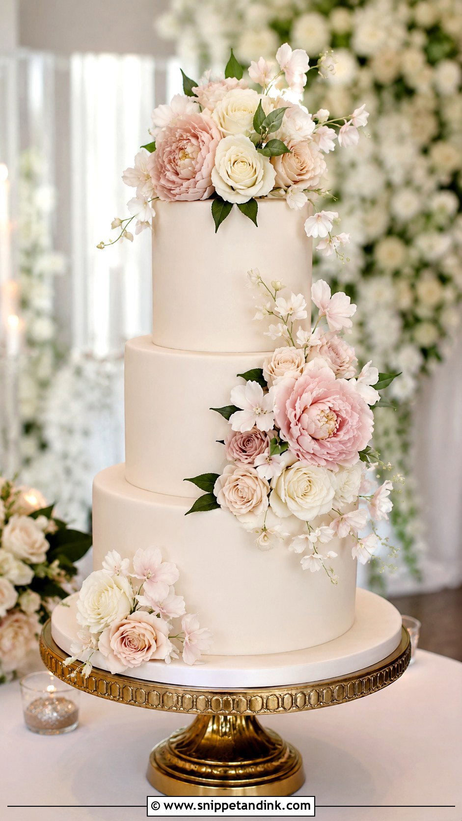 Bespoke Sugar Flower Wedding Cake - Snippet and Ink - 35 Bespoke Wedding Cake Ideas