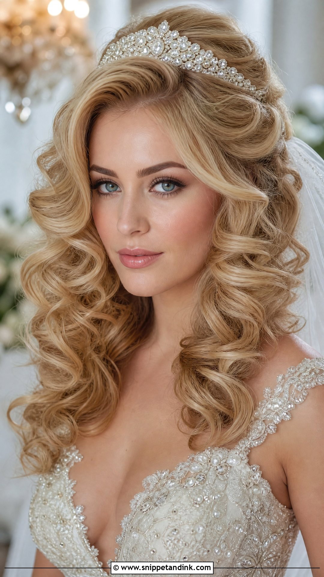 Big Bouncy Curls With Tiara - Snippet and Ink - 20 Big Curls Wedding Hair