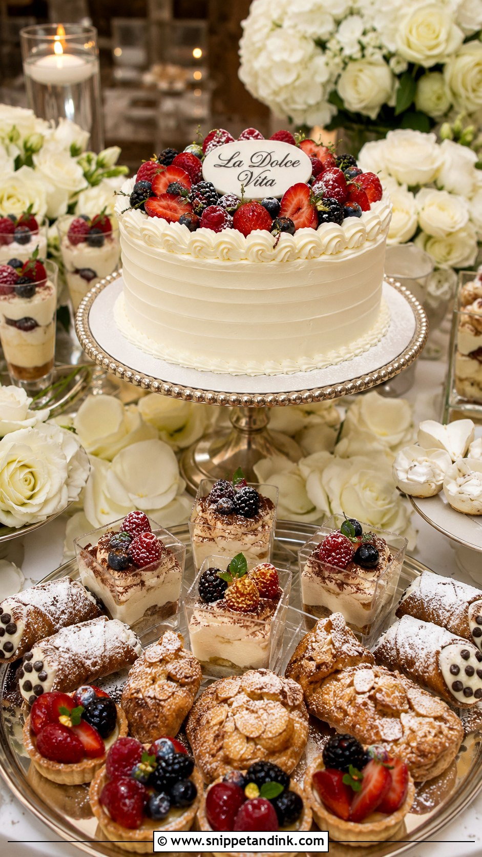 Big Italian Dessert Table Wedding Cake - Snippet and Ink - 30 Big Italian Wedding Cake Ideas