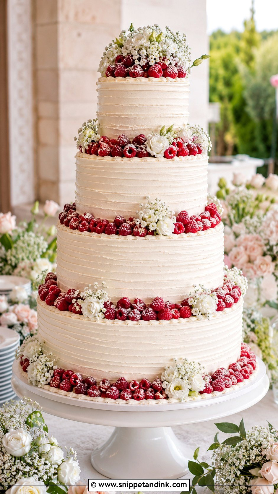 Big Italian Raspberry Cream Wedding Cake - Snippet and Ink - 30 Big Italian Wedding Cake Ideas