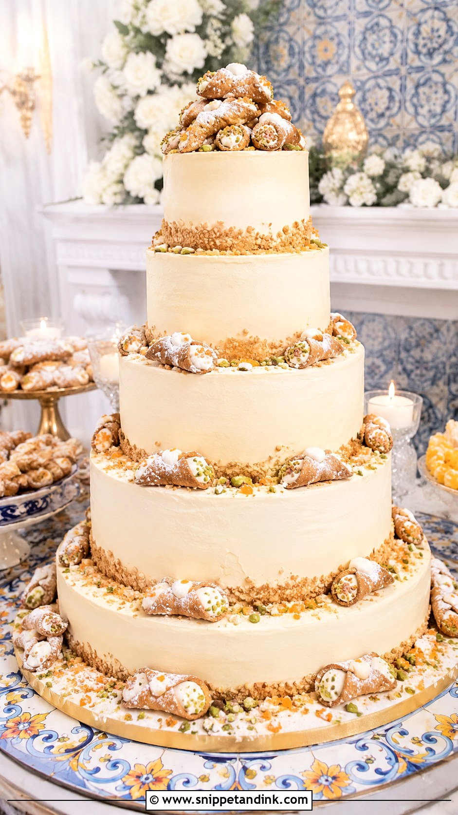 Big Sicilian Cannoli Wedding Cake - Snippet and Ink - 30 Big Italian Wedding Cake Ideas