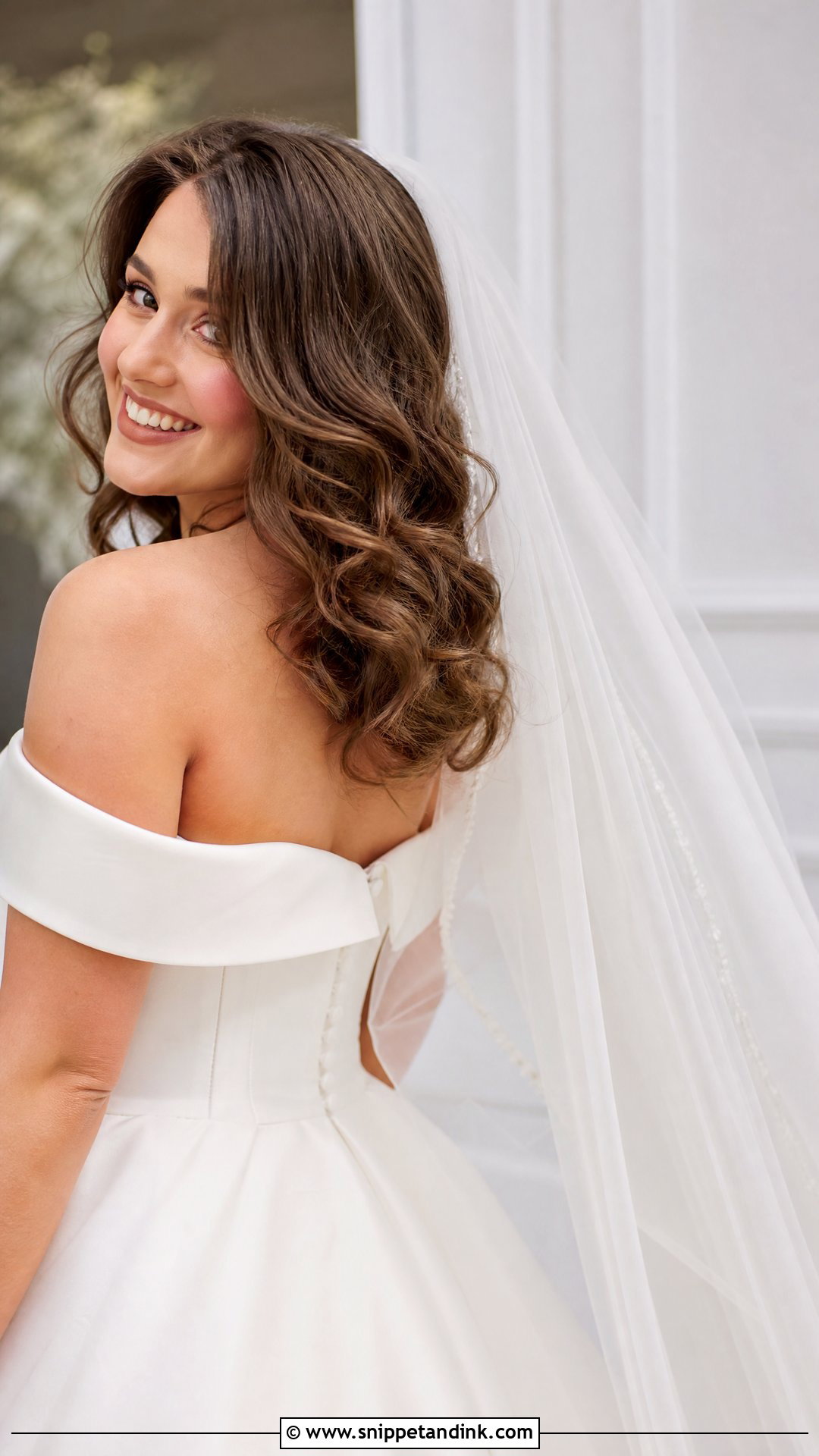Big Voluminous Curls With a Cathedral Veil - Snippet and Ink - 20 80s Wedding Hair Ideas