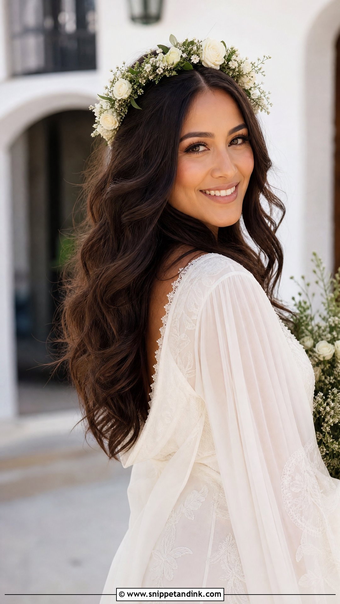 Big Waves Wedding Hair With Flower Crown - Snippet and Ink - 15 Big Waves Wedding Hair