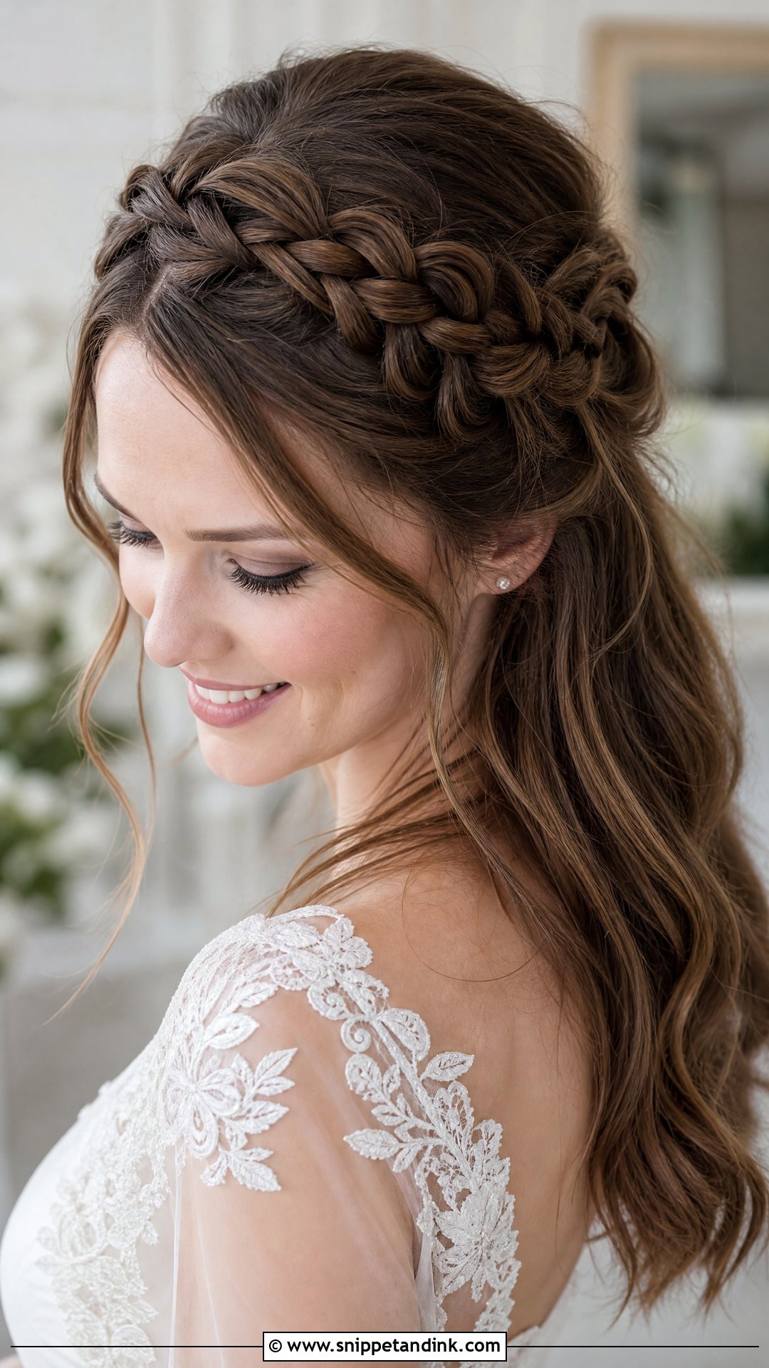 Billie Lourd Braided Crown Half Up - Snippet and Ink - 20 Celebrity Wedding Hair Ideas