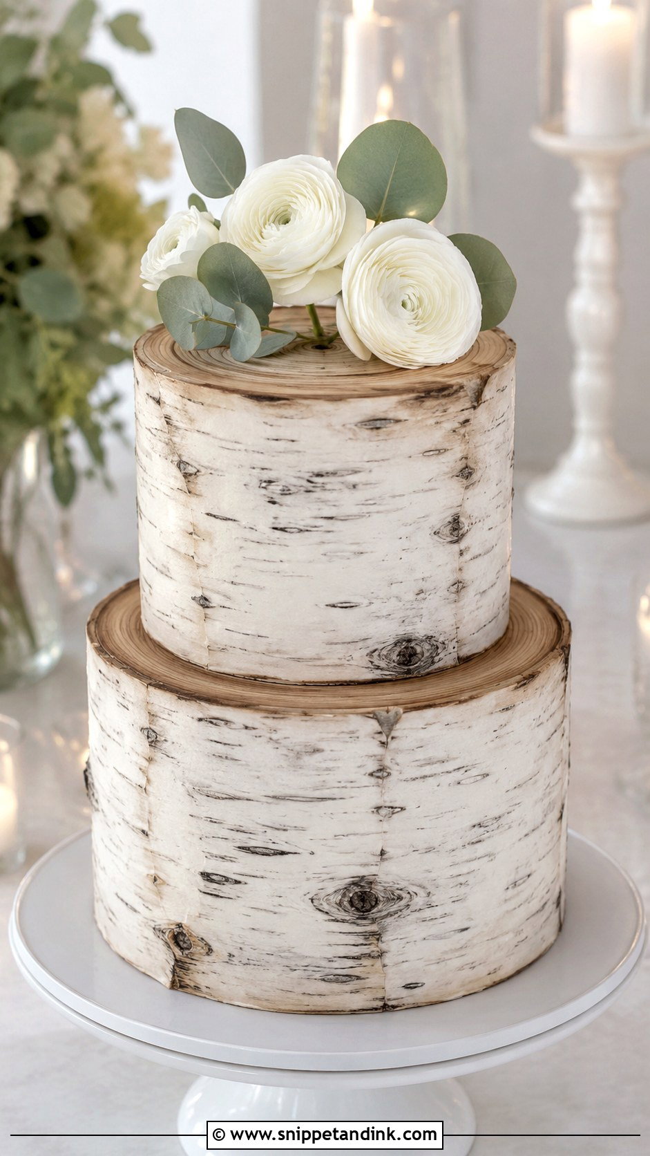 Birch Tree Stump Wedding Cake - Snippet and Ink - 20 Tree Stump Cake Ideas for Wedding