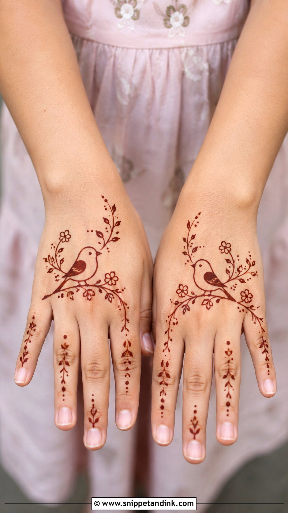 Bird Mehndi Design For Kids - Snippet and Ink - 30 Cute Mehndi Designs for Kids