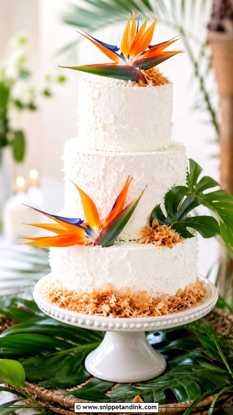 Bird Of Paradise Wedding Cake With Coconut Flavor - Snippet and Ink - 20 Bird of Paradise Wedding Cake Ideas