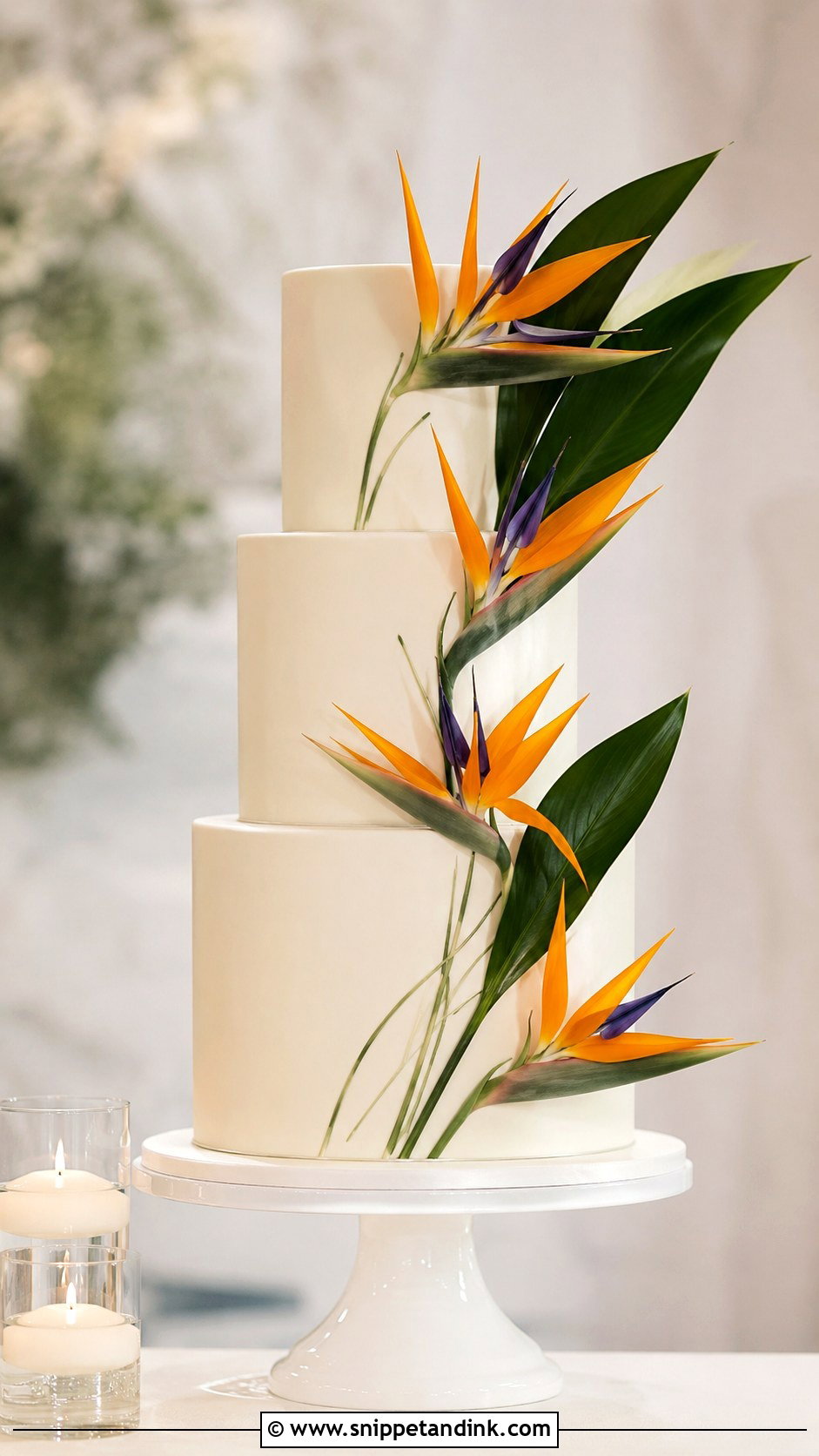 Bird Of Paradise Wedding Cake With Fondant Finish - Snippet and Ink - 20 Bird of Paradise Wedding Cake Ideas