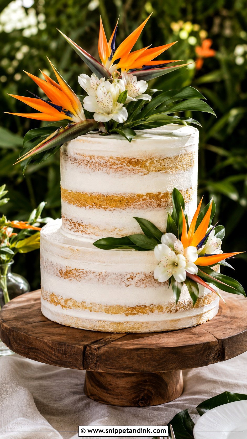 Bird Of Paradise Wedding Cake With Semi Naked Frosting - Snippet and Ink - 20 Bird of Paradise Wedding Cake Ideas