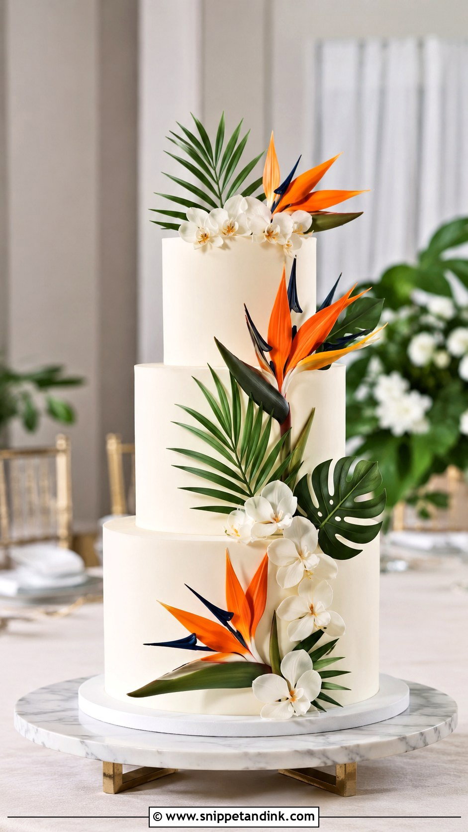 Bird Of Paradise Wedding Cake With Sugar Flowers - Snippet and Ink - 20 Bird of Paradise Wedding Cake Ideas