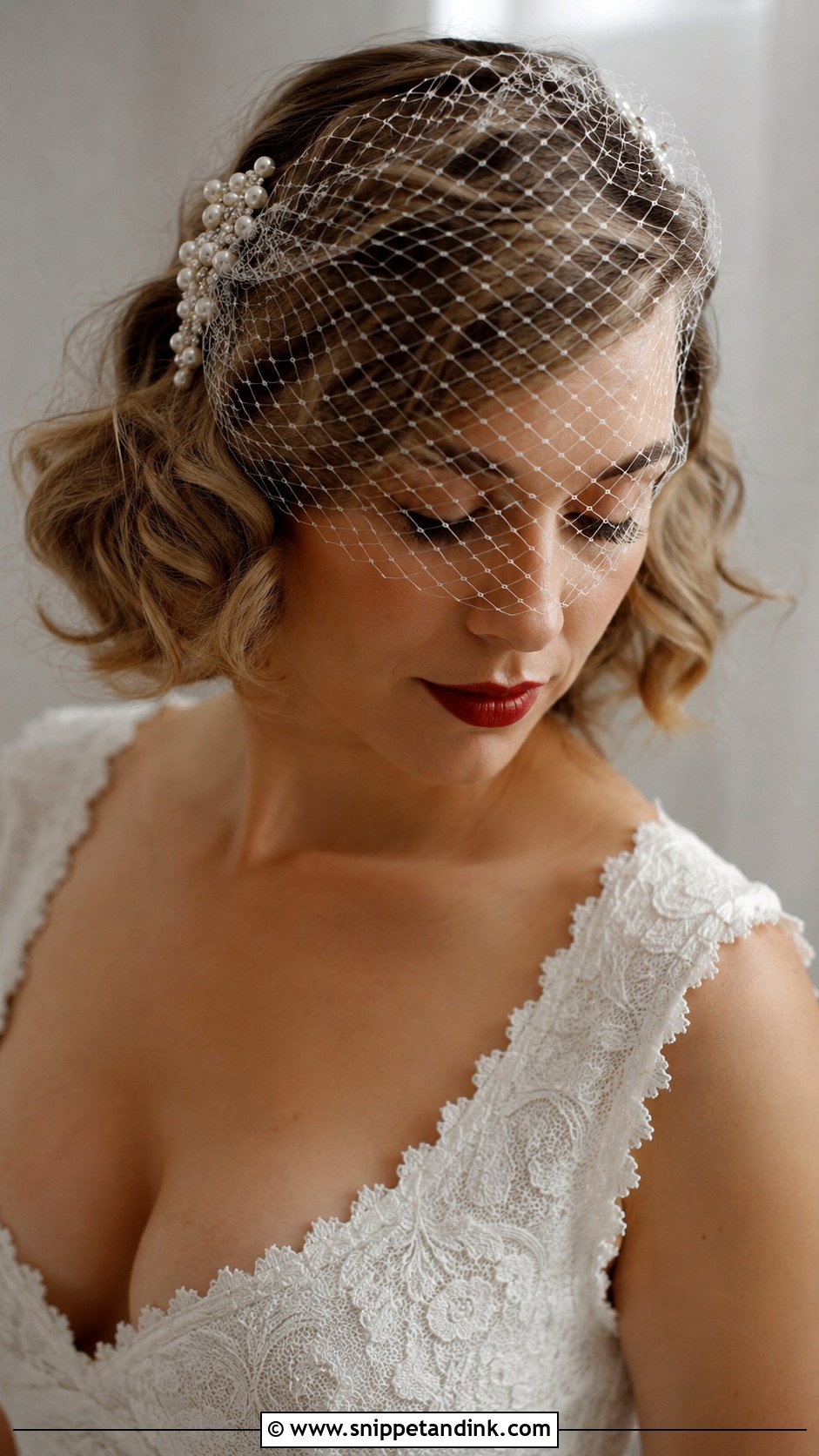 Birdcage Veil With Curls - Snippet and Ink - 20 50s Wedding Hair Ideas