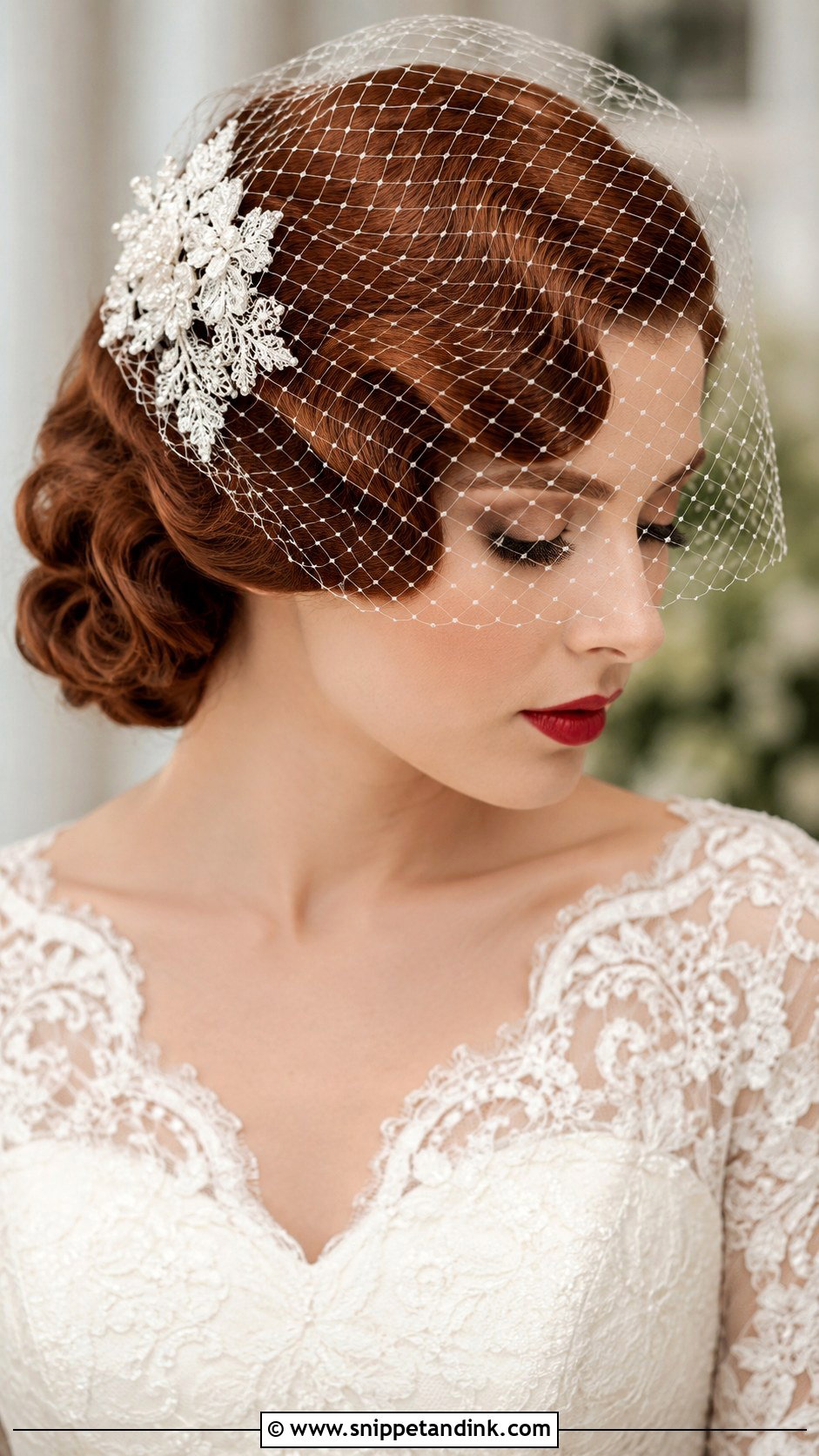 Birdcage Veil With Finger Waves - Snippet and Ink - 30 Hollywood Waves with Veil