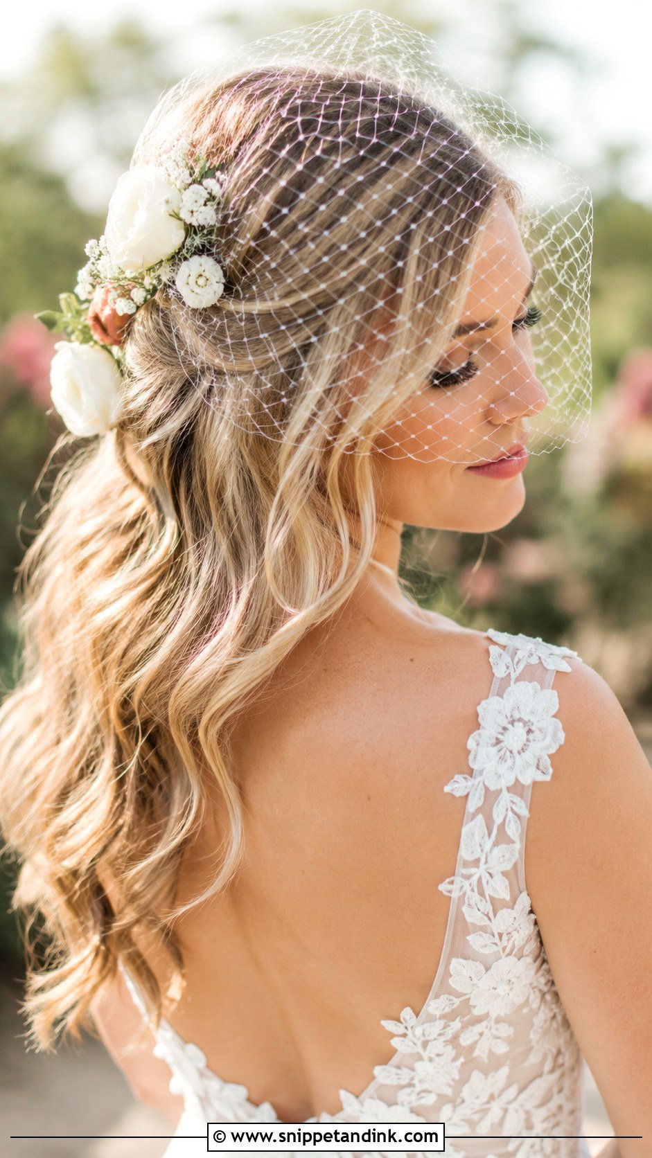 Birdcage Veil With Flower Accessories - Snippet and Ink - 20 Birdcage Veil Hairstyle Ideas