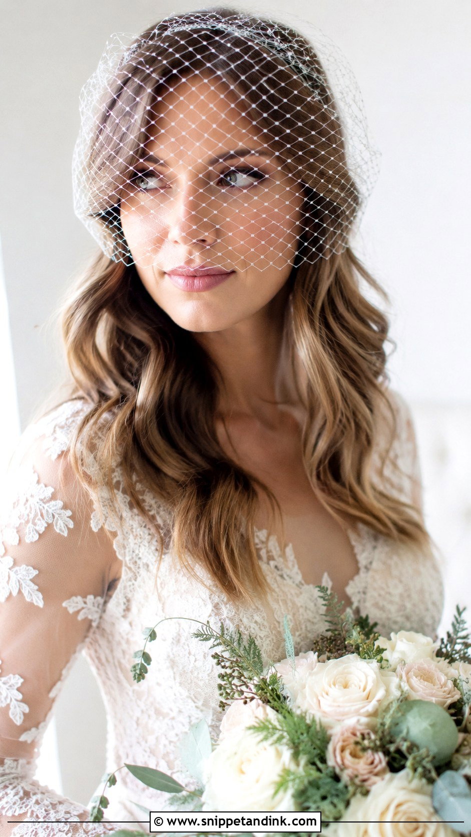 Birdcage Veil With Loose Waves - Snippet and Ink - 20 Birdcage Veil Hairstyle Ideas
