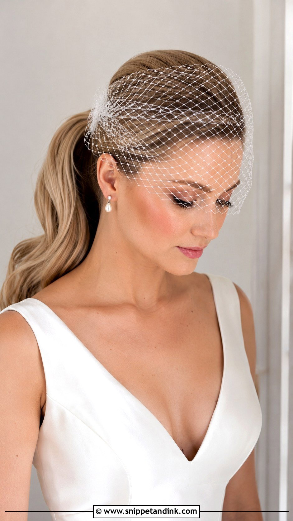 Birdcage Veil With Retro Ponytail - Snippet and Ink - 20 Birdcage Veil Hairstyle Ideas