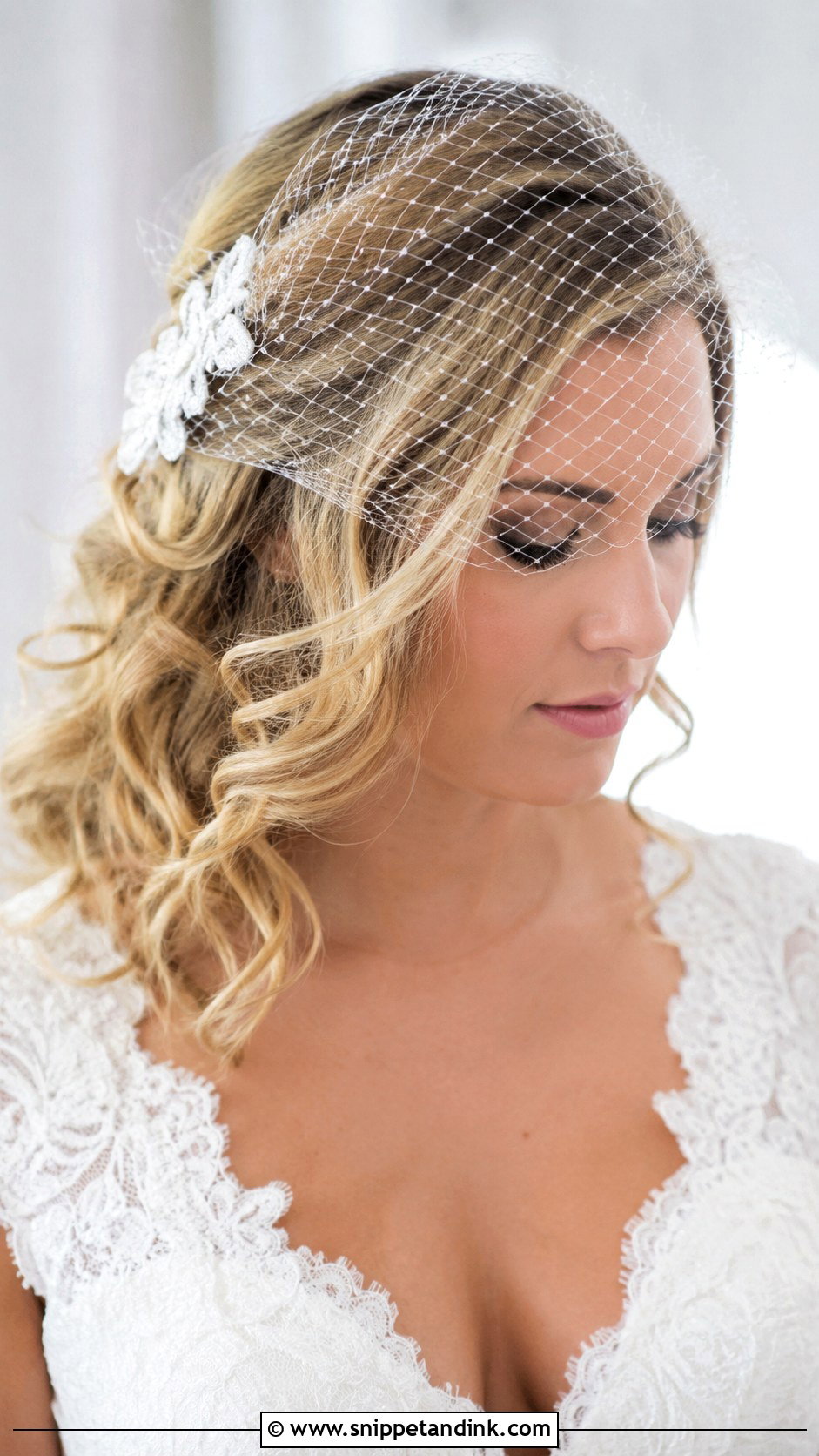 Birdcage Veil With Soft Curls - Snippet and Ink - 20 Birdcage Veil Hairstyle Ideas