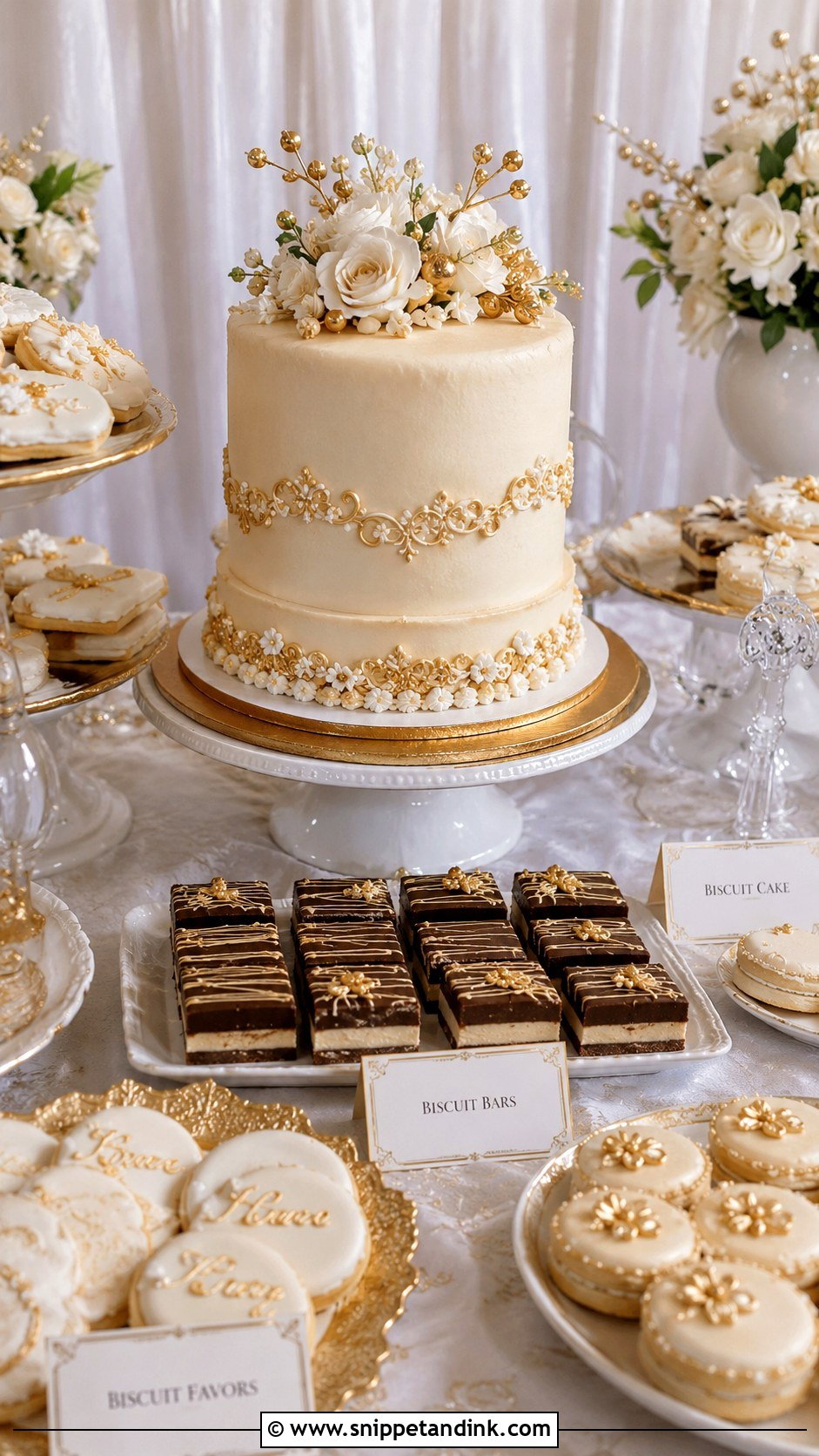 Biscuit Wedding Cake Dessert Table - Snippet and Ink - 20 Biscuit Cake Decoration Ideas for Wedding
