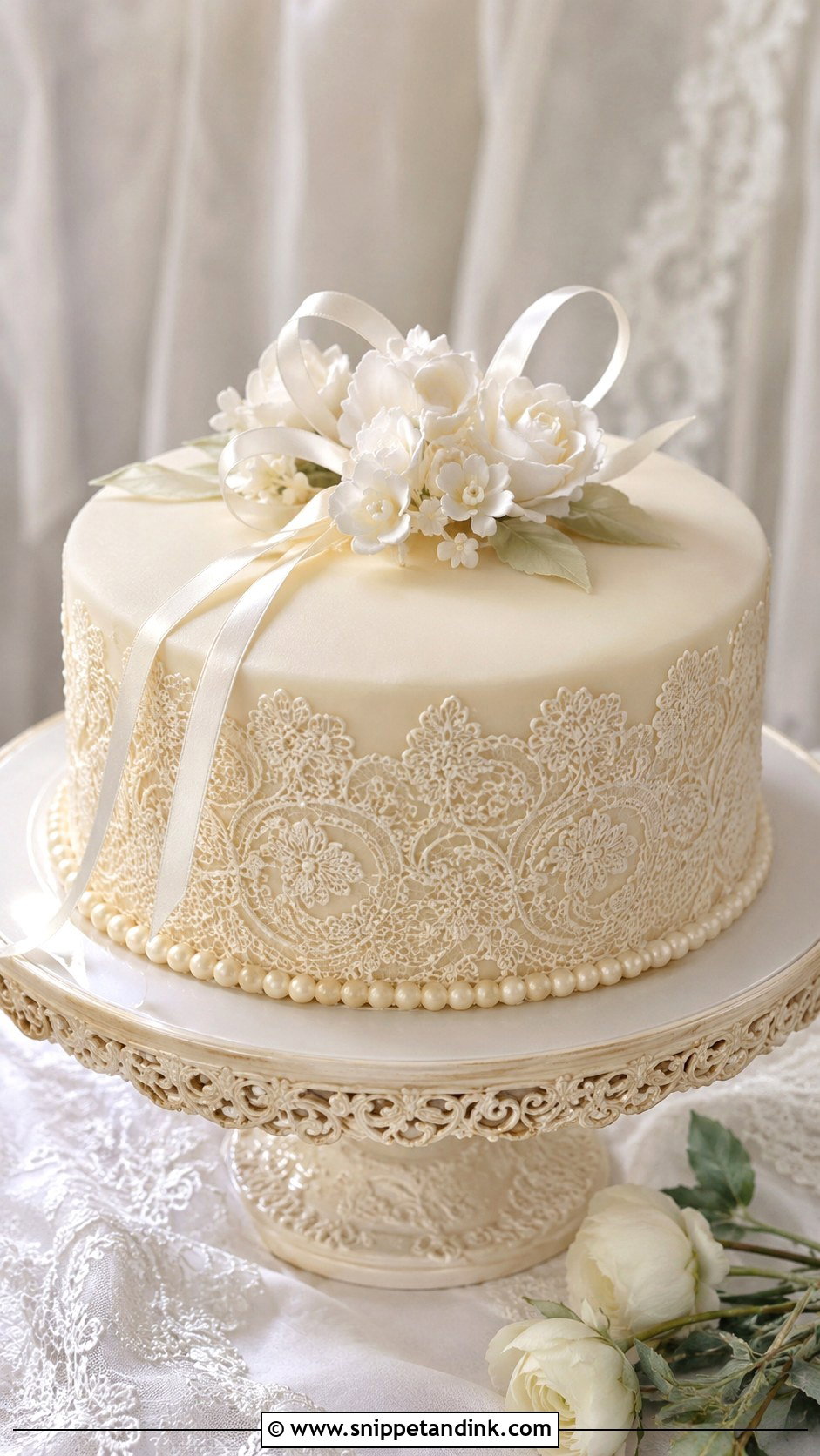 Biscuit Wedding Cake With Lace Icing - Snippet and Ink - 20 Biscuit Cake Decoration Ideas for Wedding
