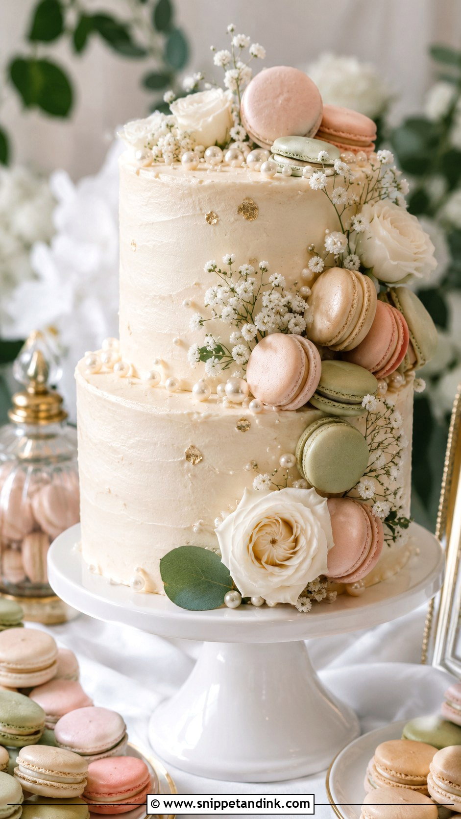 Biscuit Wedding Cake With Macarons - Snippet and Ink - 20 Biscuit Cake Decoration Ideas for Wedding