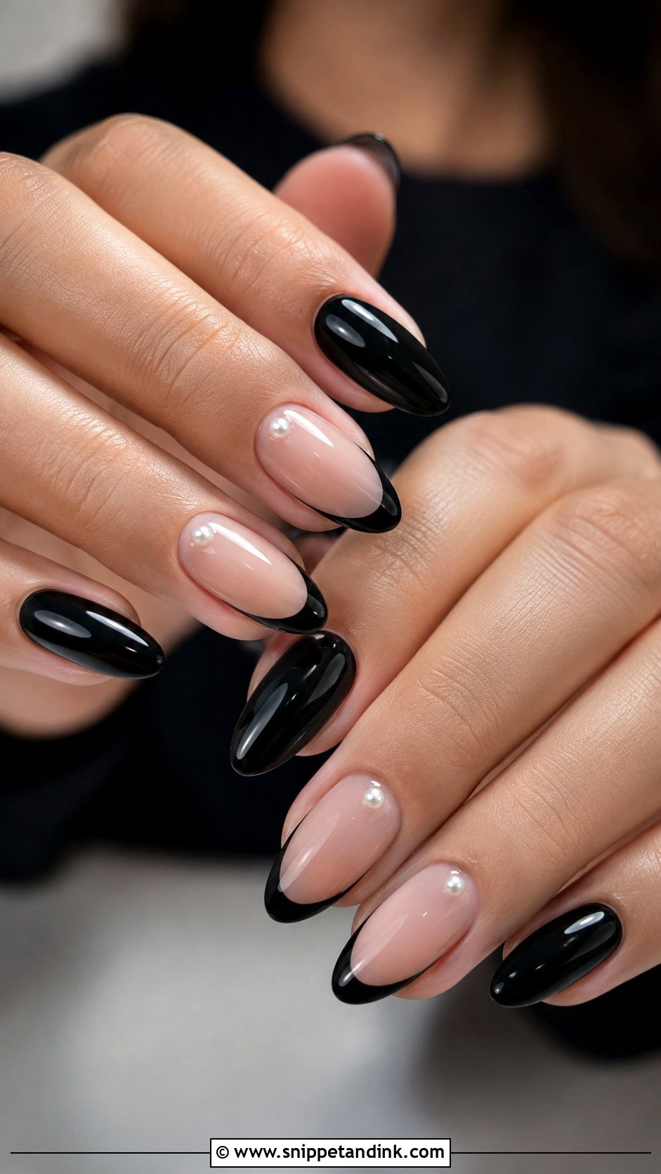 Black Almond Wedding Nails - Snippet and Ink - 30 Black Wedding Nails