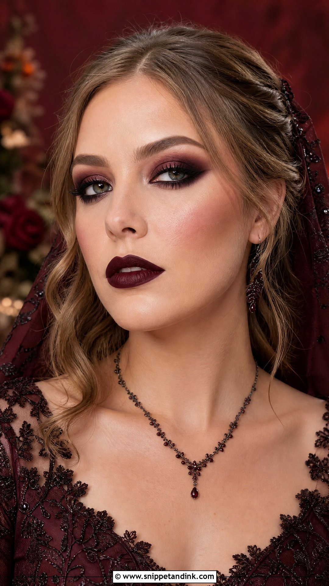 Black And Burgundy Goth Wedding Makeup - Snippet and Ink - 25 Goth Wedding Makeup Ideas