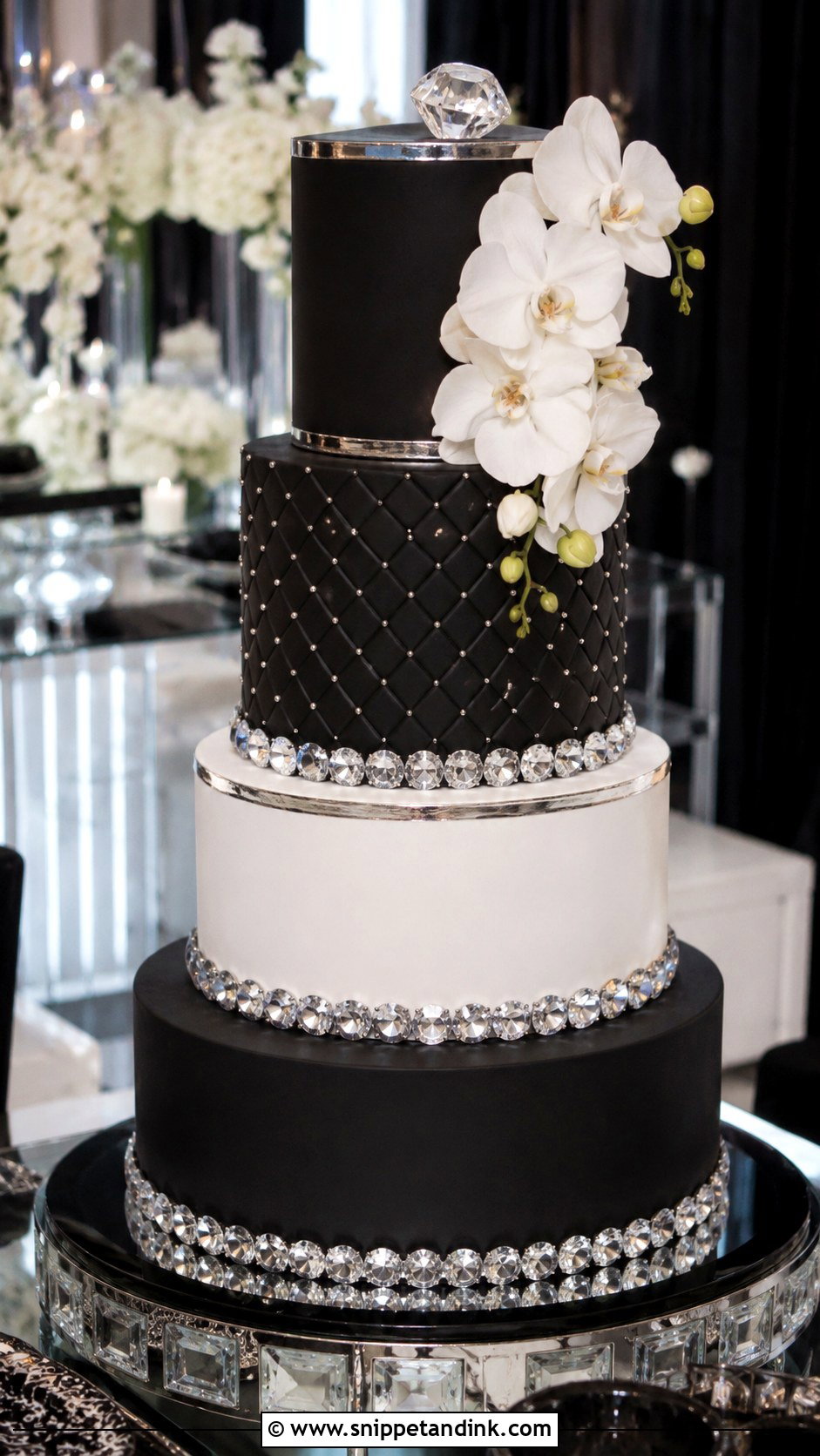Black And Diamond Wedding Cake - Snippet and Ink - 25 Diamond Bling Wedding Cakes
