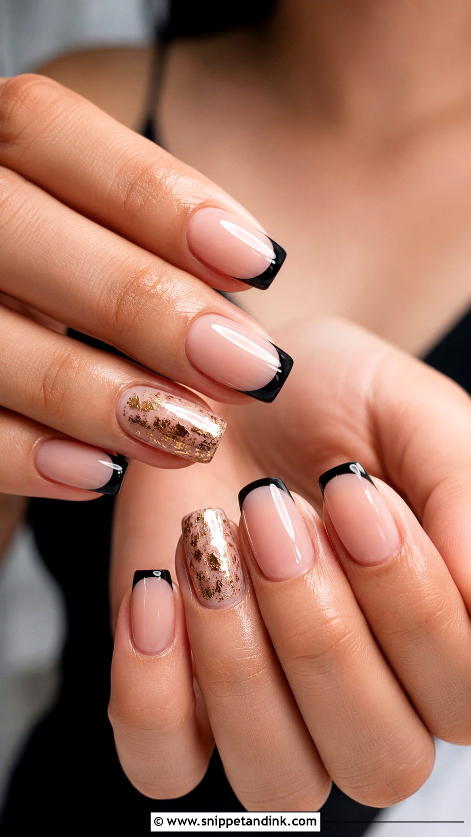 Black And Gold Accent Nail Wedding Nails - Snippet and Ink - 20 Black and Gold Wedding Nails