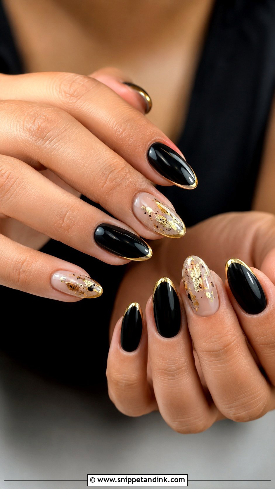 Black And Gold Alt Wedding Nails - Snippet and Ink - 20 Alt Wedding Nails