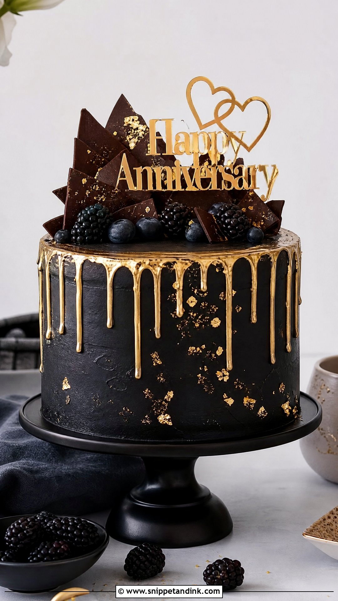 Black And Gold Anniversary Cake - Snippet and Ink - 25 Love Anniversary Cake Ideas