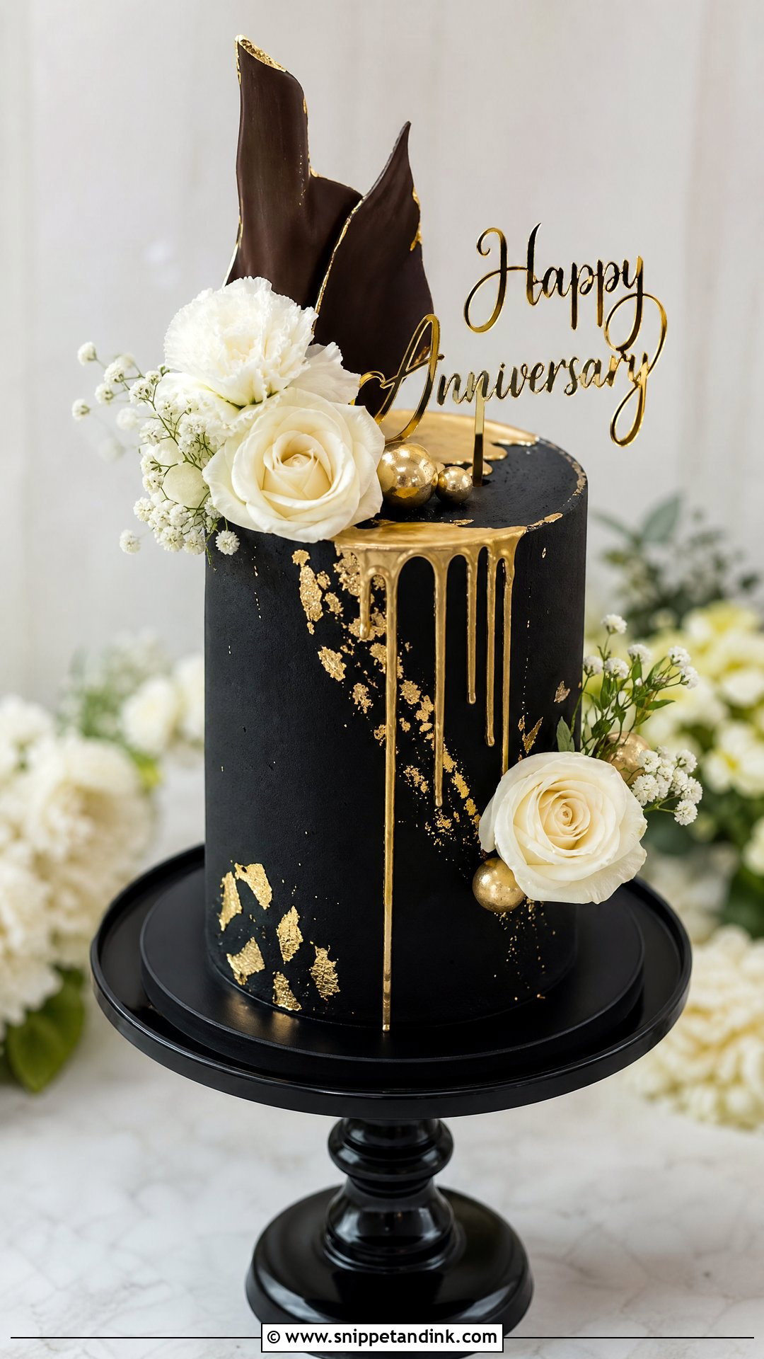 Black And Gold Anniversary Cake - Snippet and Ink - 25 Unique Wedding Anniversary Cake Ideas