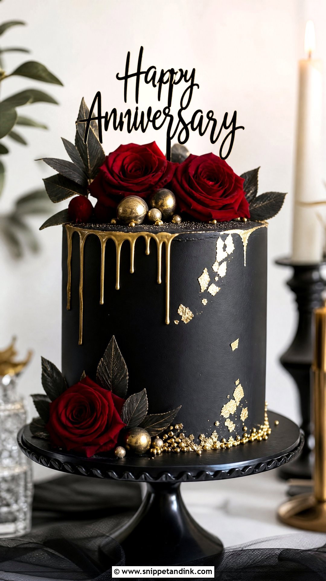 Black And Gold Anniversary Cake - Snippet and Ink - 35 Anniversary Cake Ideas