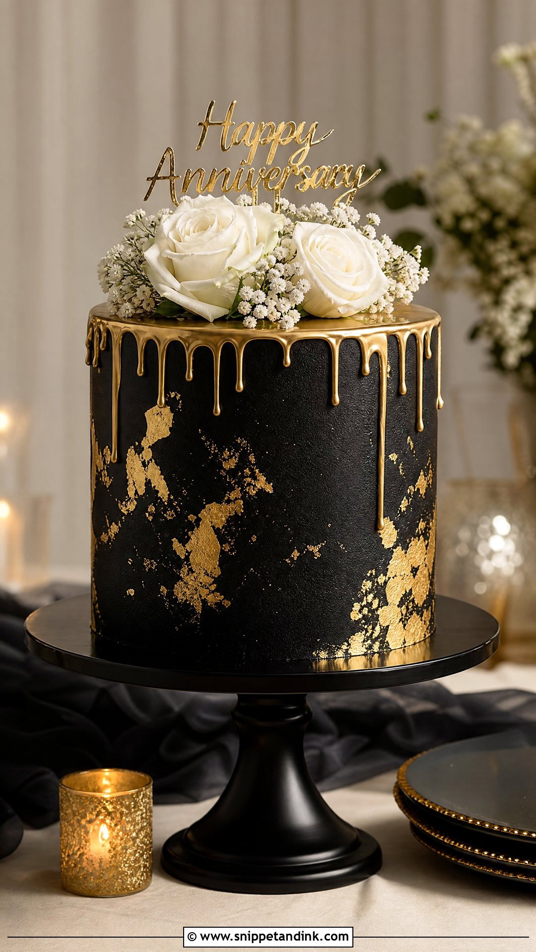 Black And Gold Anniversary Cake - Snippet and Ink - 35 Anniversary Cake Designs