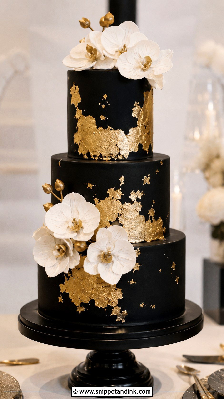 Black And Gold Bling Wedding Cake - Snippet and Ink - 20 Bling Cakes for Wedding
