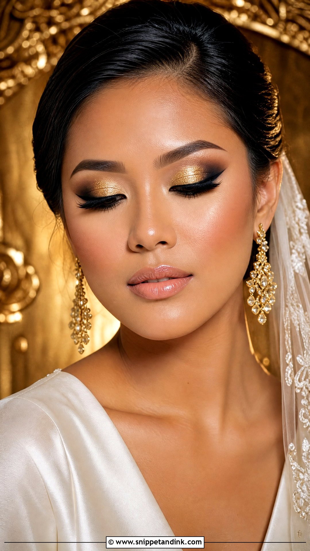 Black And Gold Bridal Makeup - Snippet and Ink - 20 Edgy Bridal Makeup Ideas