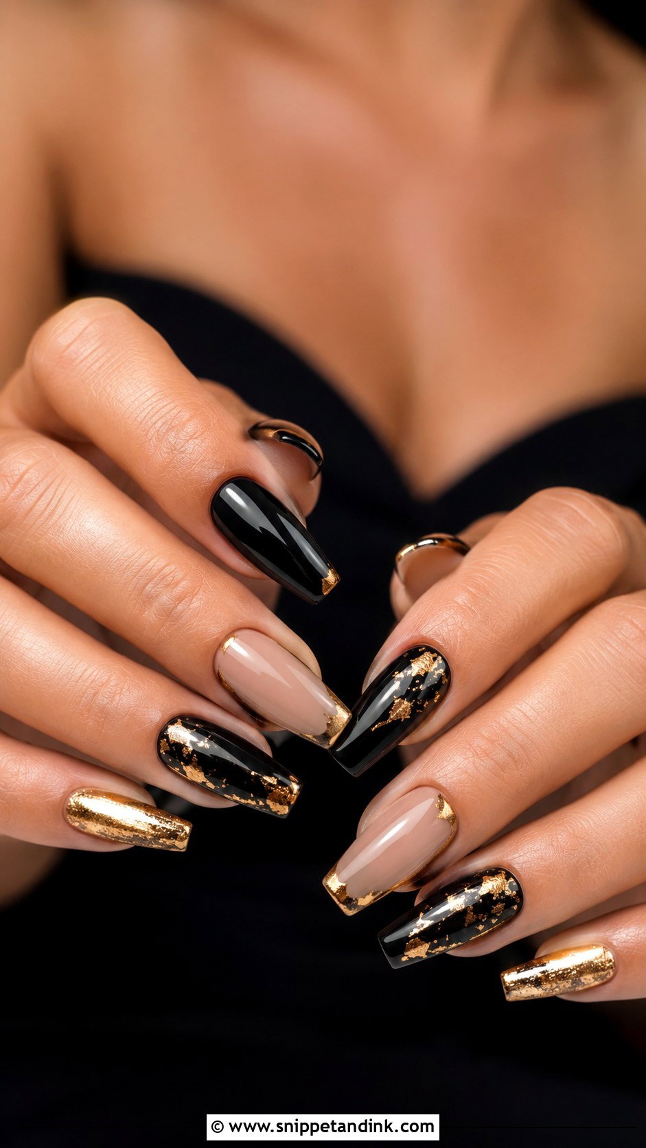 Black And Gold Bridesmaid Nails - Snippet and Ink - 20 Indian Wedding Nails Bridesmaid