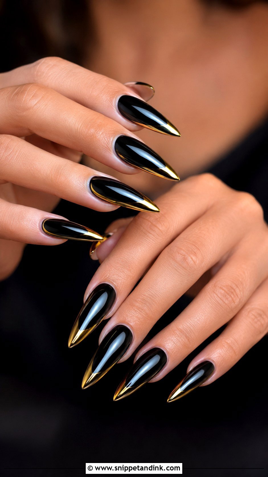 Black And Gold Chrome Wedding Nails - Snippet and Ink - 20 Black and Gold Wedding Nails