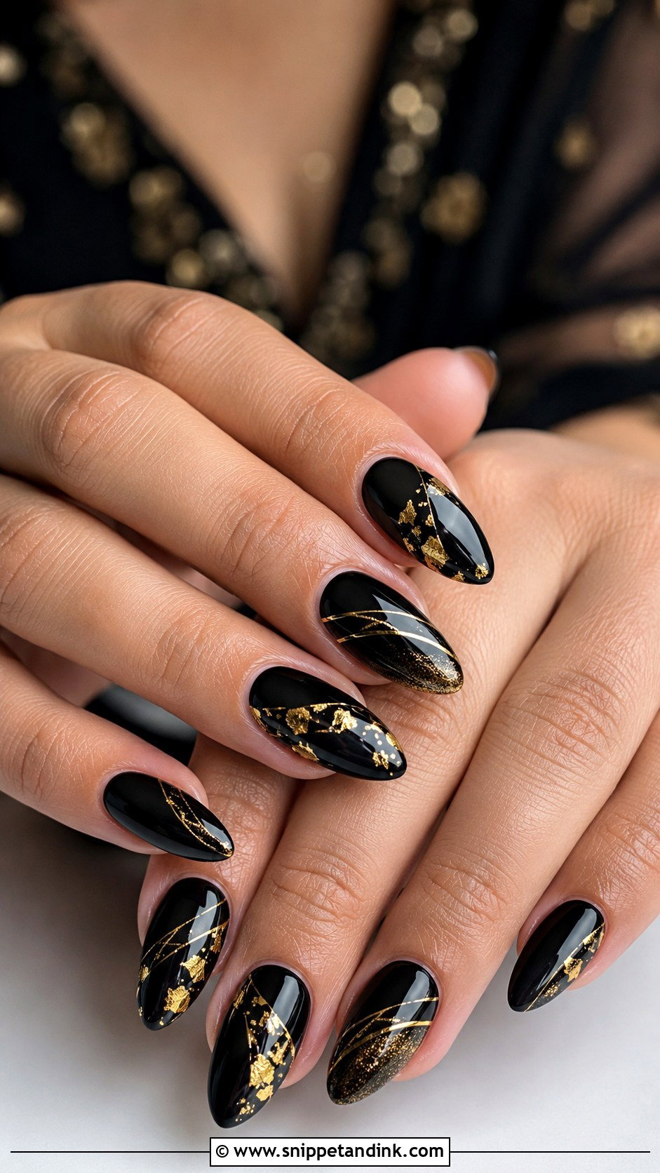 Black And Gold Desi Wedding Nails - Snippet and Ink - 30 Desi Wedding Nails