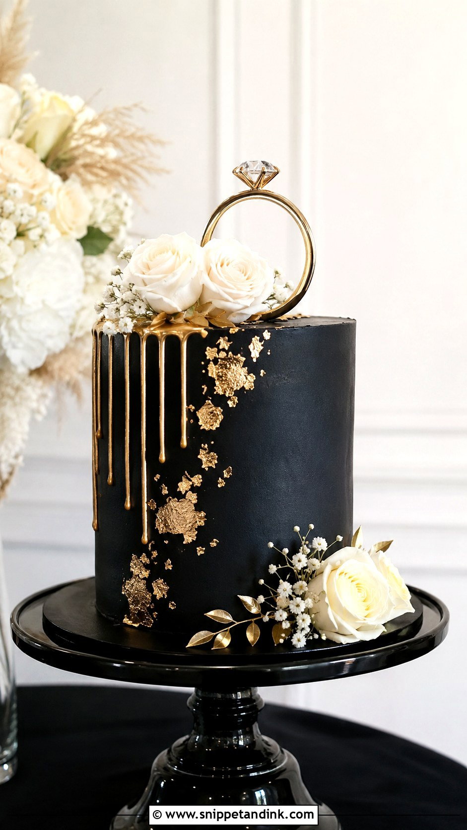 Black And Gold Engagement Cake - Snippet and Ink - 20 Engagement Cake Images